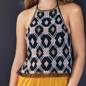 Urban outfitters ecote bazaar mesh beaded halter